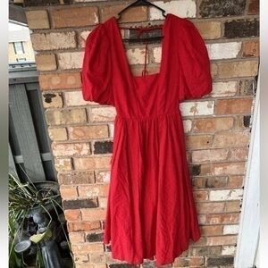 Fame & Partners Puff Sleeve Eyelet MIDI dress